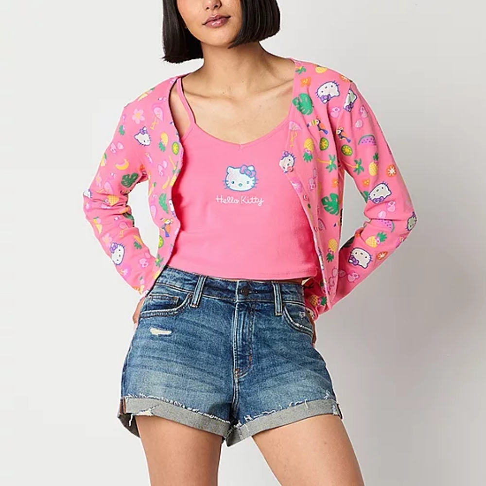 2/$15 NWT 2-pc Juniors XL Hello Kitty Cardigan & Stap Tee Set Firm Price
